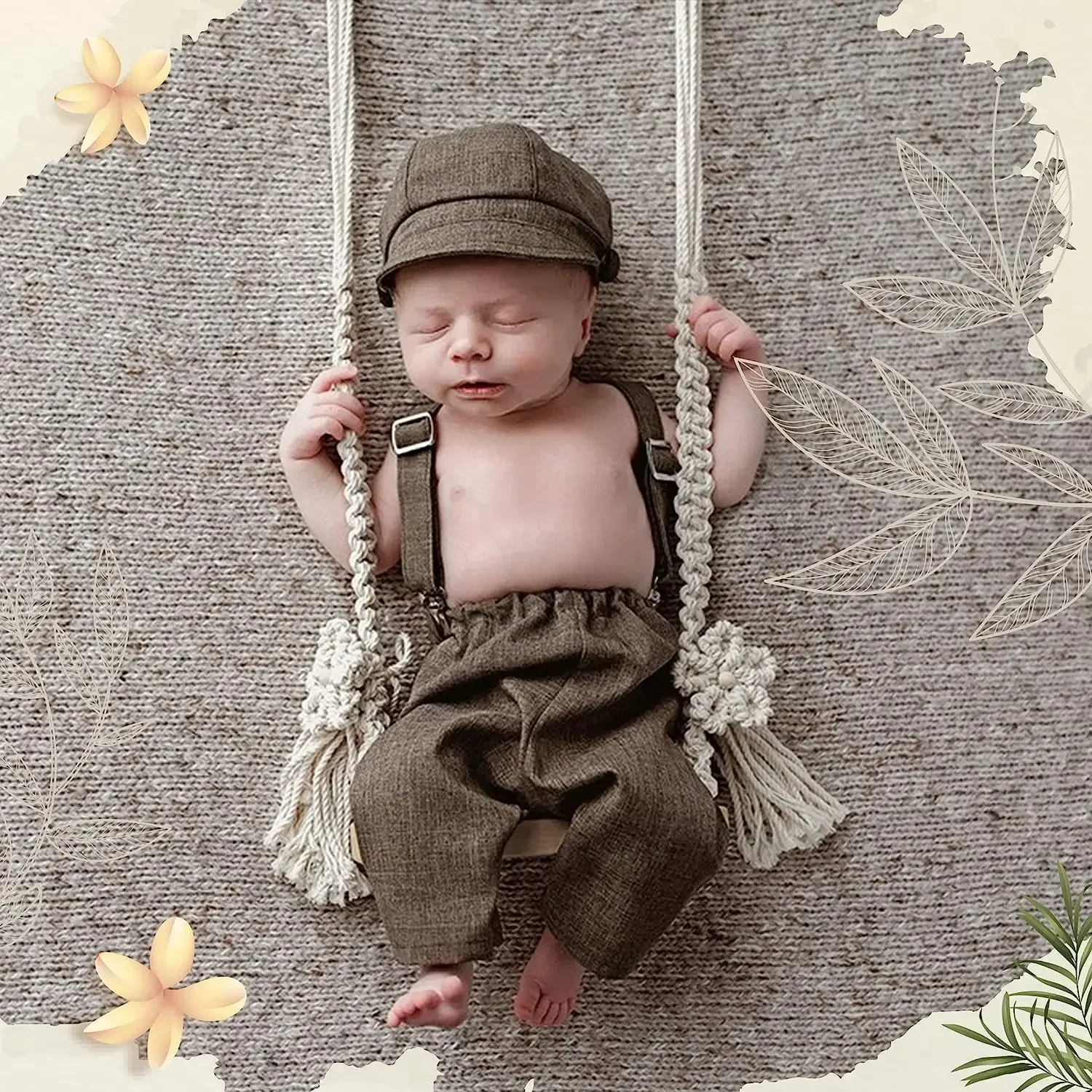 INS Newborn Photography Props Swing Prop Wooden Swing Seats Baby Wooden Prop Swing Baby Photoshoot Photography Accessories