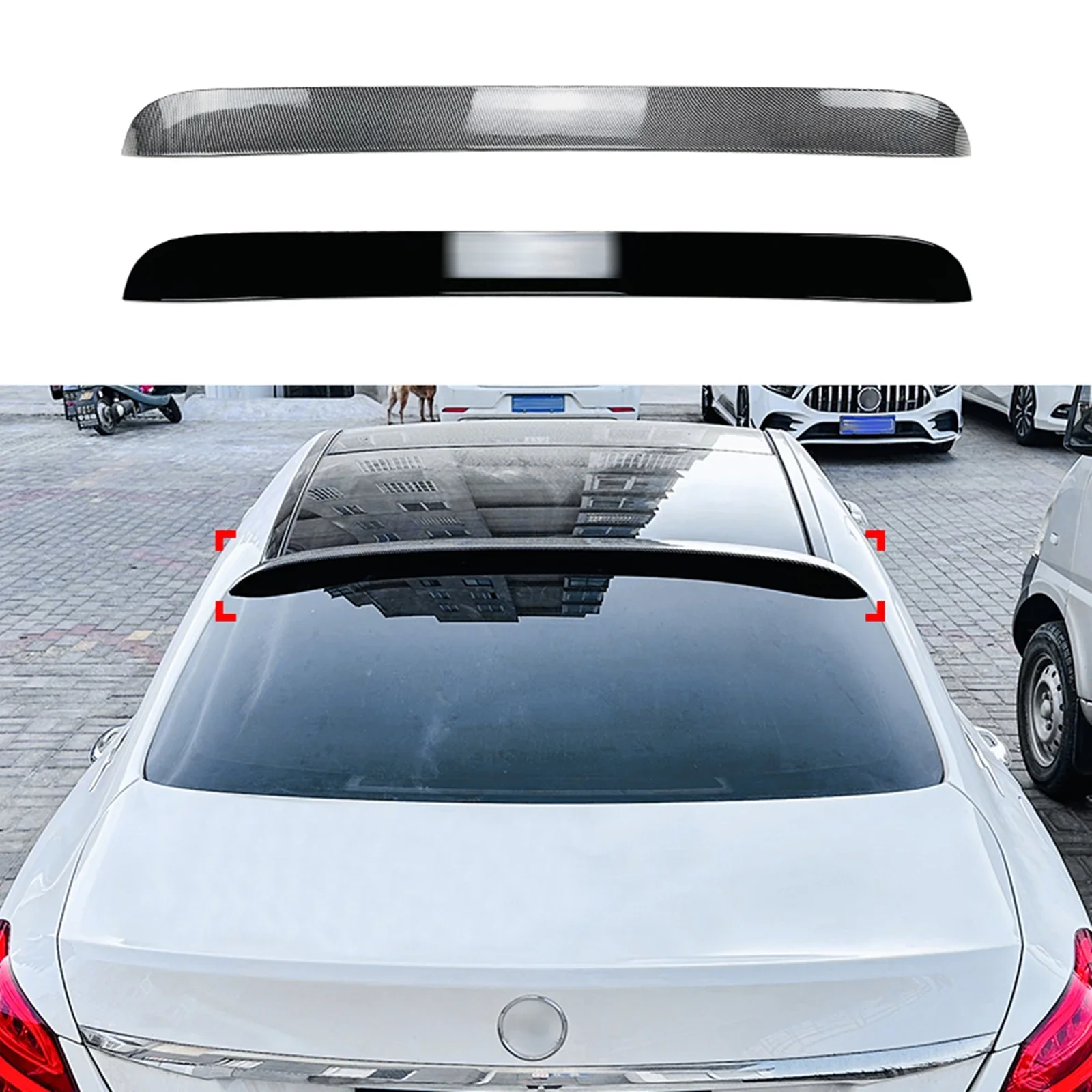 for 2015-2021 Mercedes-Benz C-Class W205 C160 C200 C260 C300 C43 C63 AMG rear roof spoiler trunk window splitter lip