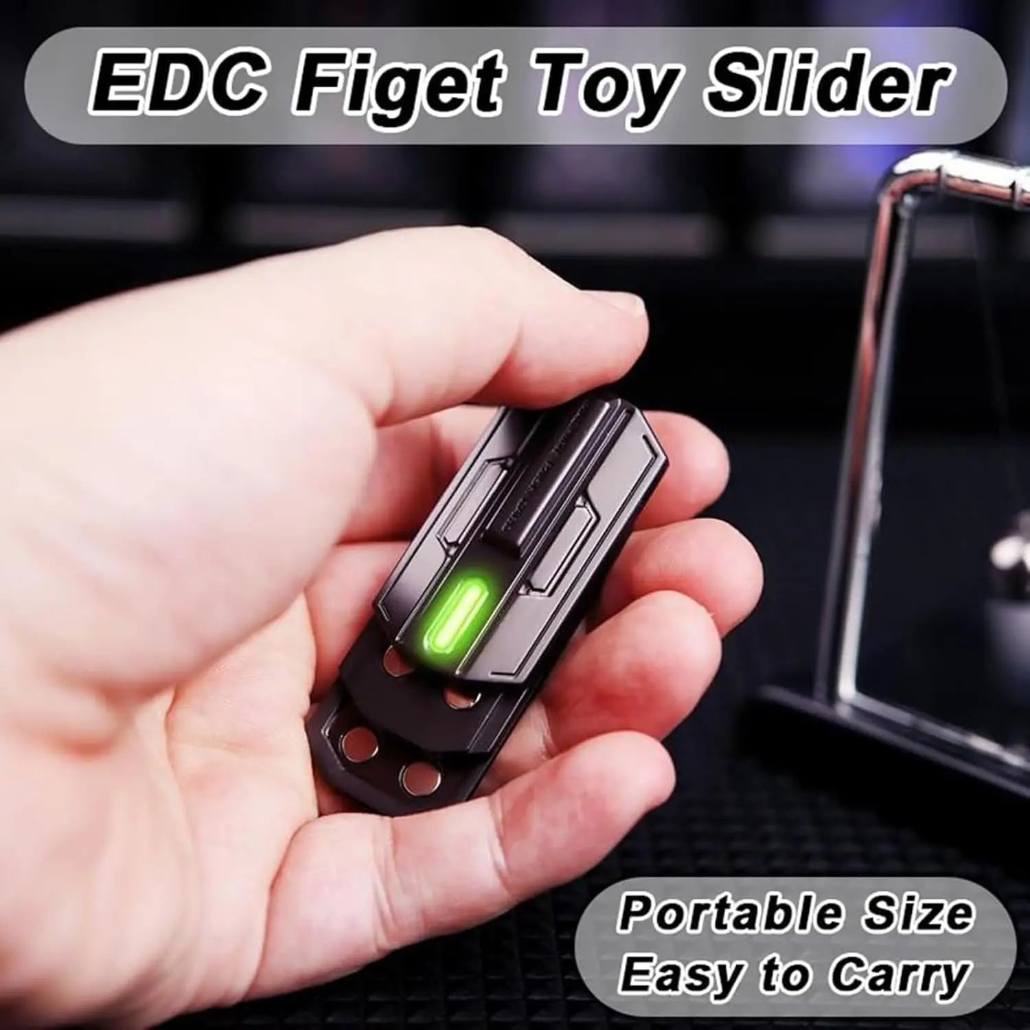 Metalowa zabawka typu spinner na opuszku palca - świecący suwak EDC narzędzie Fidget do łagodzenia stresu, cichy gadżet łagodzący niepokój dla dorosłych