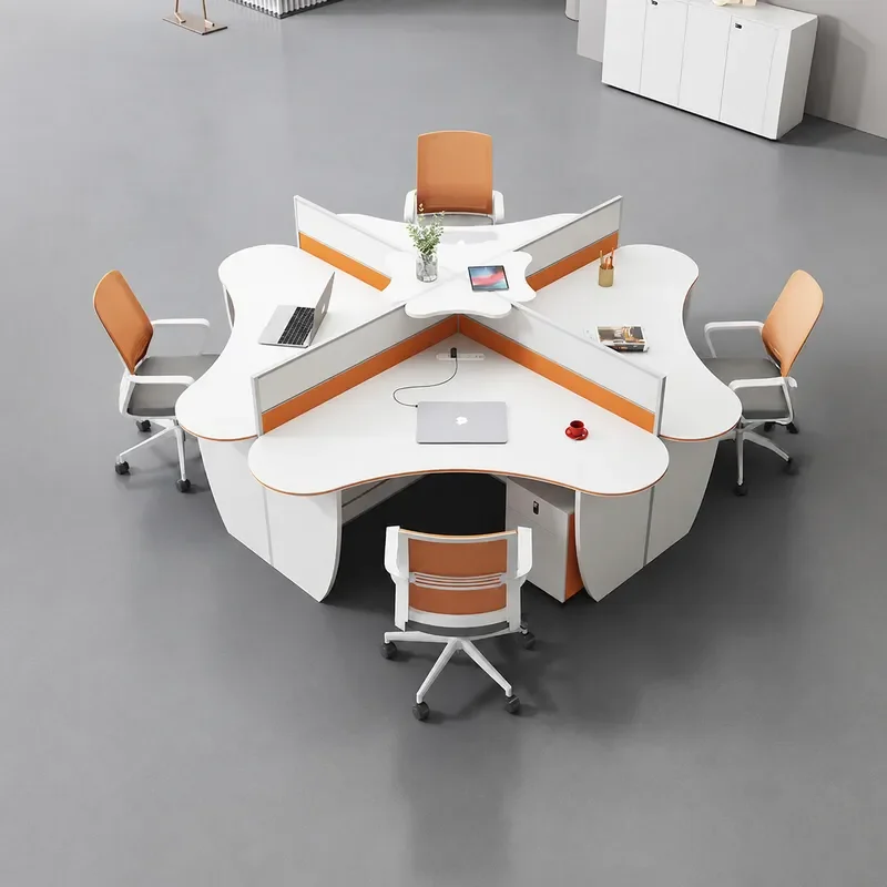 Solid Wood Creative Card Seat Desk Simple Modern Multi Person Staff Screen Workstation Office Staff Table and Chair Group