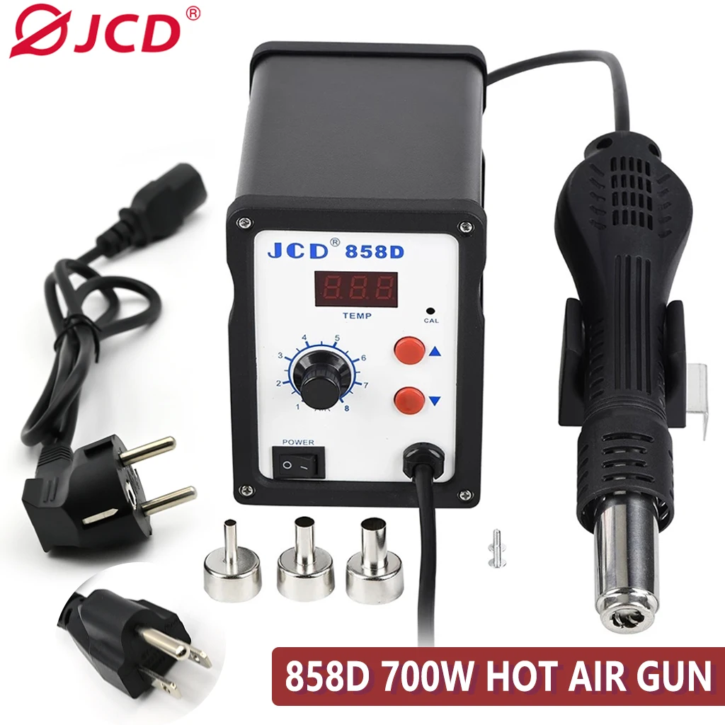 858D مسدس هواء ساخن بغا إعادة العمل محطة لحام الحرارة بندقية 220 فولت 700 واط قابل للتعديل مجفف الشعر لحام مصلحة الارصاد الجوية SMT أدوات إصلاح اللحام