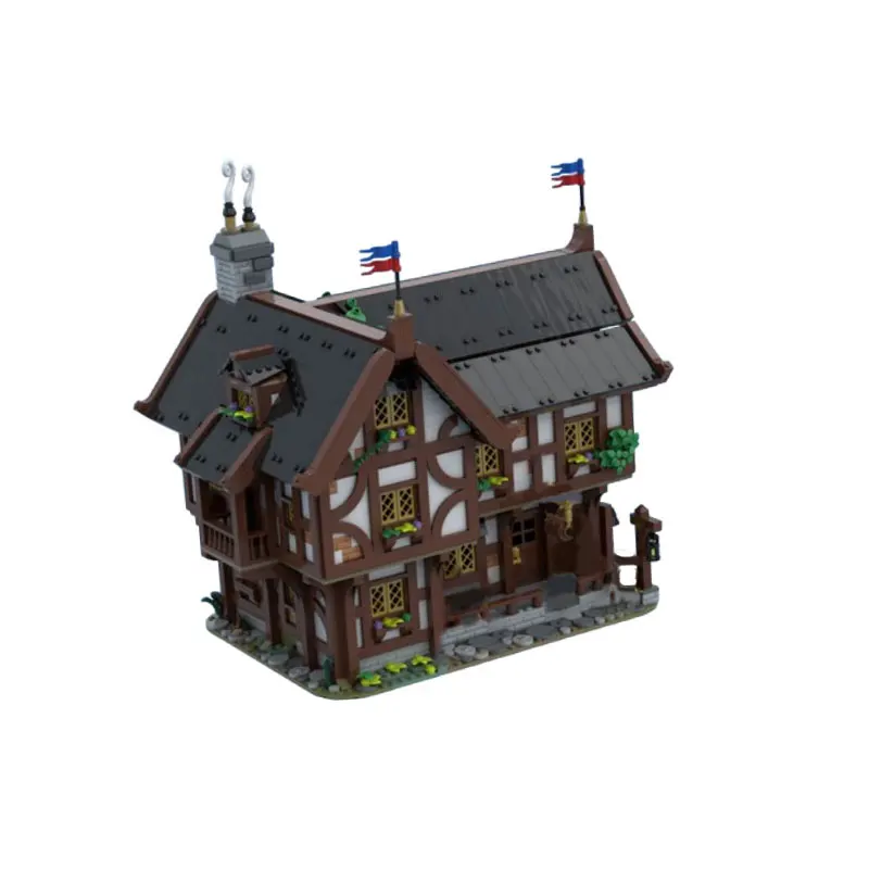 

In-stock new product: MOC3910pcs Medieval House and Inn Small Particle Building Blocks Educational Toy Model Gift Set and Displa