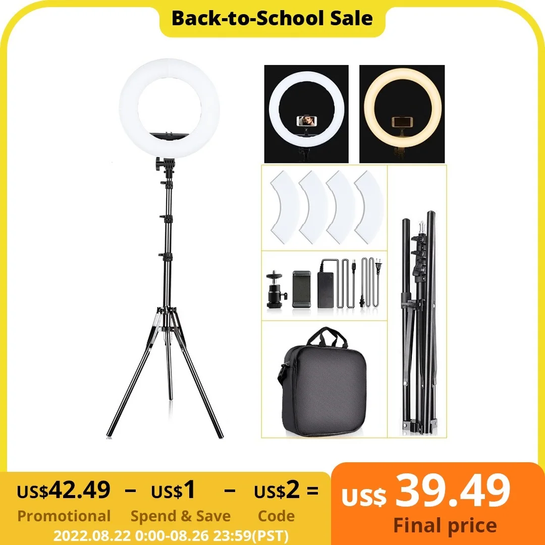 Top! LED Ring Light 14 Inch Dimmable ringlight With Tripod phone holder For Studio Ring Lamp Photography Photo Makeup YouTube