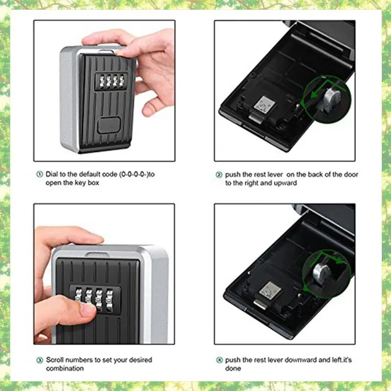 Smart-2X กล่องล็อค กล่องรวม 4 หลัก ตัวซ่อนกุญแจทนต่อสภาพอากาศพร้อมที่เก็บกุญแจรหัสแบบรีเซ็ตได้ติดผนัง