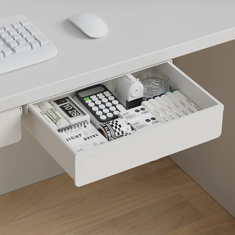Under Desk Pull Out Storage Drawer, Space Saving Organizer Tray for Office Supplies, Documents and Stationery, No Drill Solution