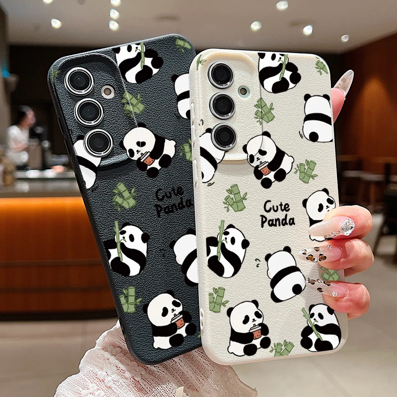 Eating Bamboo Baby Panda Case For Samsung Galaxy S24 S23 Ultra S22 S21 S20 FE A14 A15 A16 A25 A34 A35 A52 A53 A54 A55 5G Cover