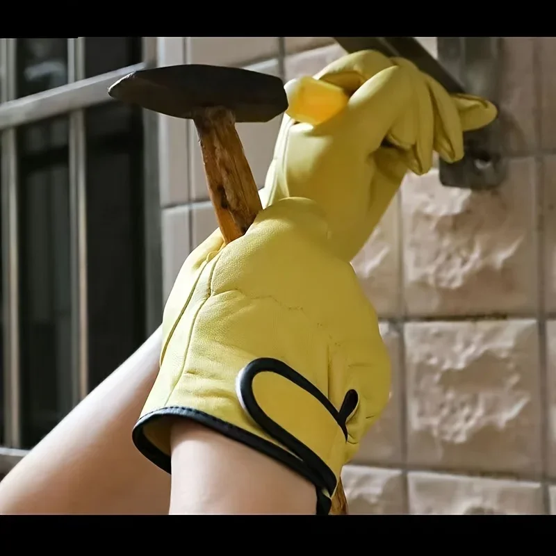 용접, 원예, 나무 심기, 자동차 수리, 건설 현장 이동 작업을 위한 인조 가죽 장갑 1쌍