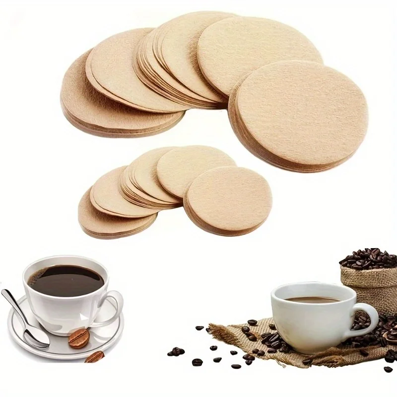 Unbleached Coffee Paper Filters for Espresso Machine - Disposable Log Color Round Coffee Filter Compatible with Moka Pot