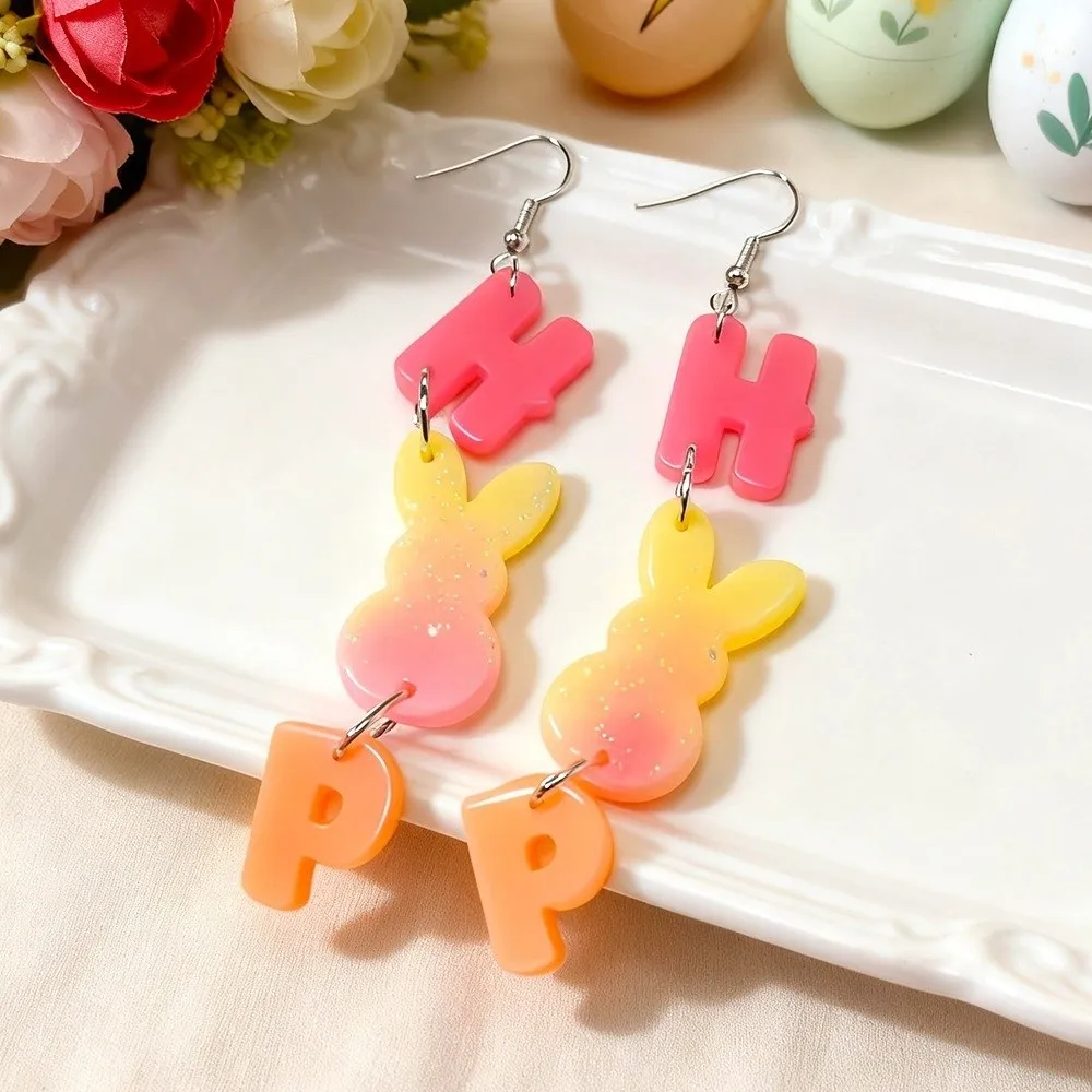 Cute Easter Silicone Mold Non-stick DIY Crafts Earring Casting Mould Reusable Non-toxic Rabbit Egg Epoxy Mold Candle Making - view 3