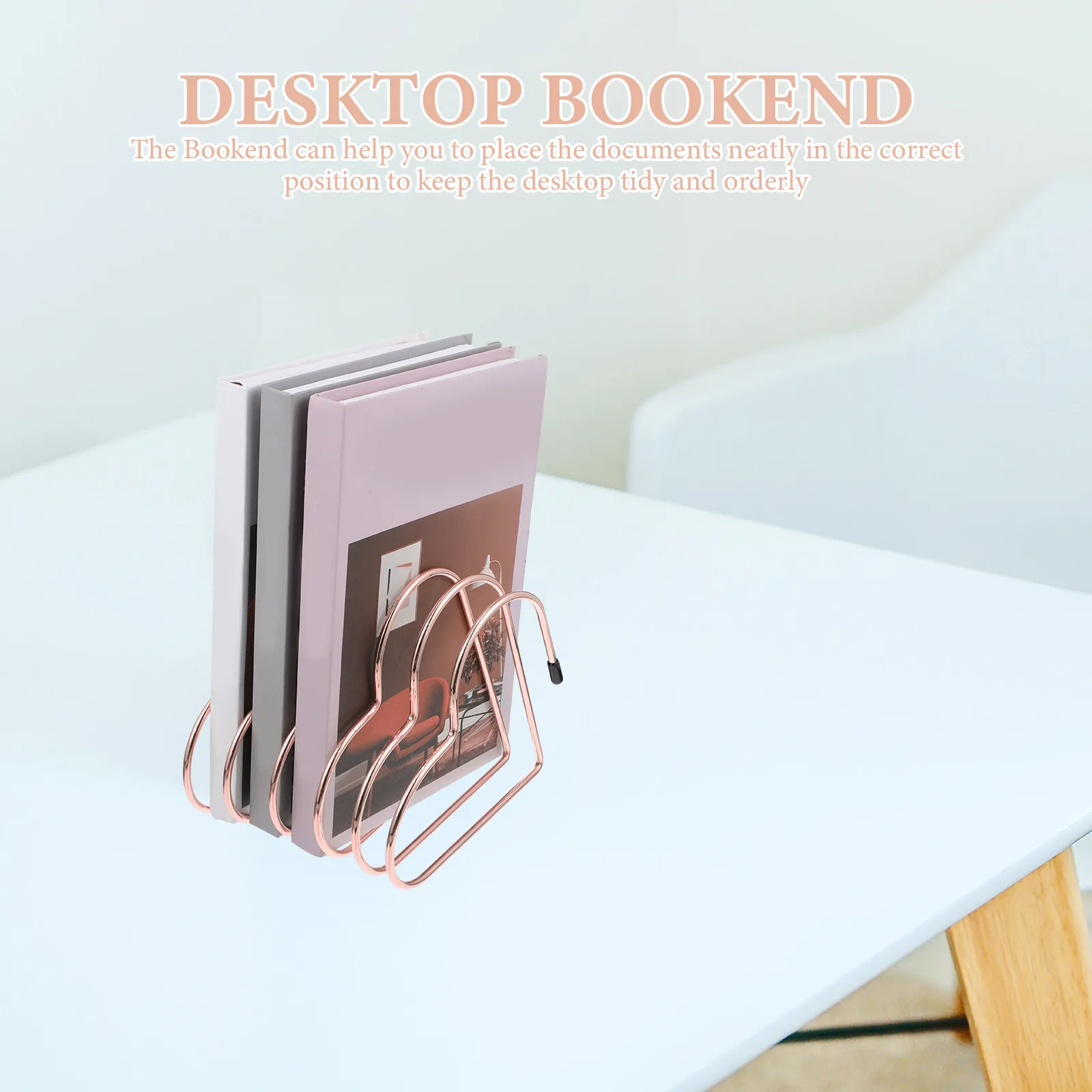 Iron Heart Bookend Freestanding Desktop Book Rack Exquisite Novelty Book Support Rack for Books Documents Tidy Desk Organization