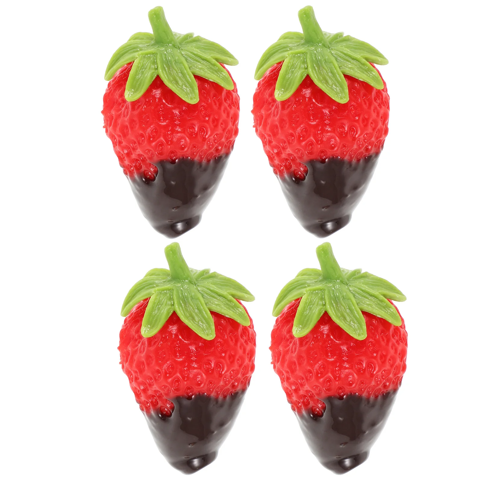 4 Uds. De centros de mesa de fresa de simulación de decoración de frutas artificiales realistas para fiesta en casa, cocina, suministros para manualidades Diy, fruta falsa