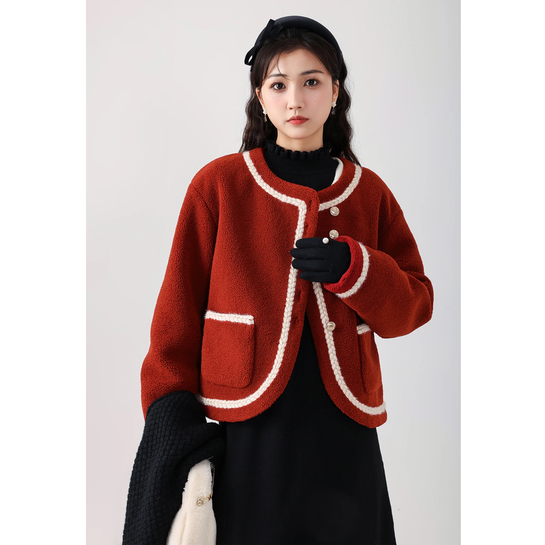 

Красный полосатый кардиган с пуговицами, женский свободный универсальный топ, утепленное короткое пальто для осени и зимы, модная теплая верхняя одежда для повседневной носки