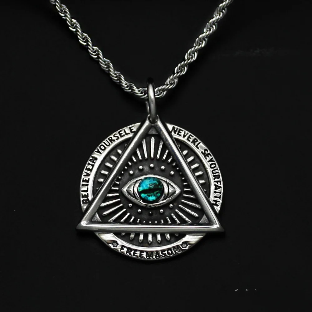 Vintage AG Freemasonry Eye of Trust Pendant Charming Men\'s Pendant New Fashion Religious Amulet Accessories Jewelry Party Gift