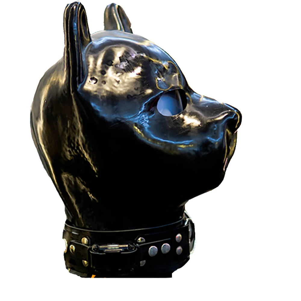 

(DM9184) 100% натуральный латекс, электрическая маска ручной работы Pup Gear, резиновый капюшон для собаки, суфокальная маска для собаки, фетиш-одежда