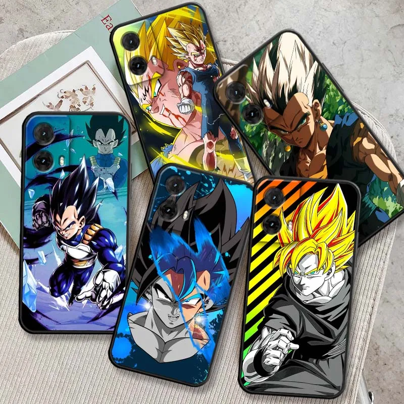 Funda negra para teléfono Motorola G85 Edge 50 G24 G35 G14 G04 40 G72 G34 G G54 G13 G32 5G, Dragon Ball Vegeta Vegito