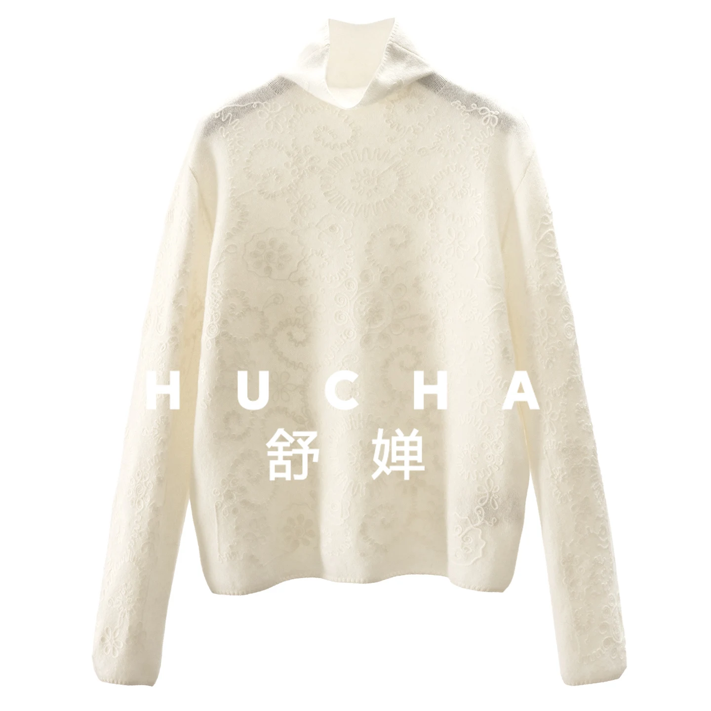 

Thin Pullover It Looks Very Good 100 Cashmere Three-dimensional Disc Flower Turtleneck Flower Yarn Sweater Women 91E7