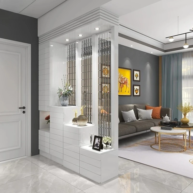 Lacquered  Modern  Simple  Bead  Curtain  Partition Large Capacity Shoe Cabinet Entrance Living Room Screen Cabinet Decor Stable