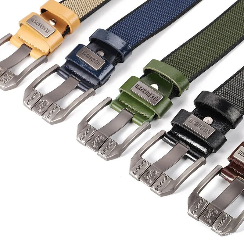 Belt Men's Outdoor Casual Canvas Jeans Belt New Needle Buckle Trendy Extended Braided Large Size Pants Cloth Belt