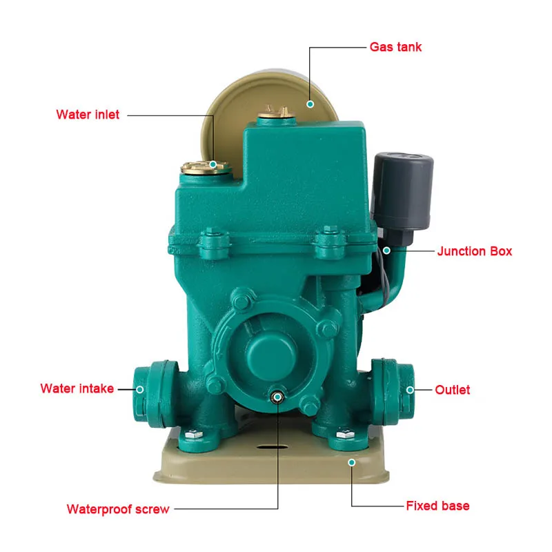 自動自吸式家庭用ポンプ,サイレントポンプ,水道水,給湯器,パイプ吸引,220v