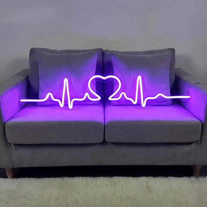 Custom Heartbeat Neon Sign Beating Love Heart Logo LED Neon Light Wedding Decoration Bedroom Wall Decor Valentine's Day Gifts