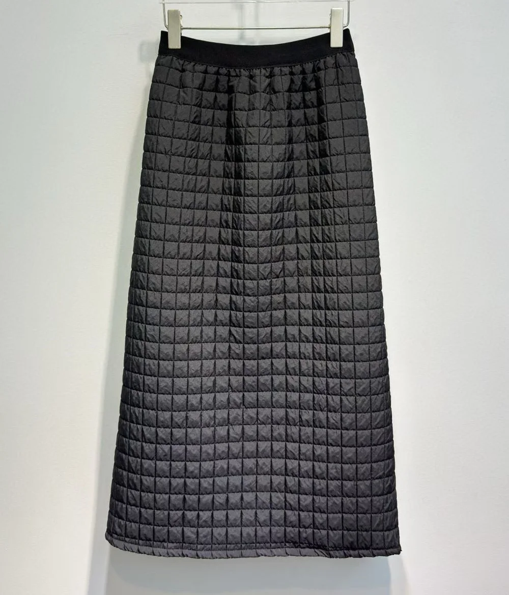 جديد Hot البيع تنورة الشتاء الطويلة 2025 جودة عالية المرأة مرونة الخصر القطن مبطن مثير الظهر سبليت أنيقة طويلة التنانير الدافئة