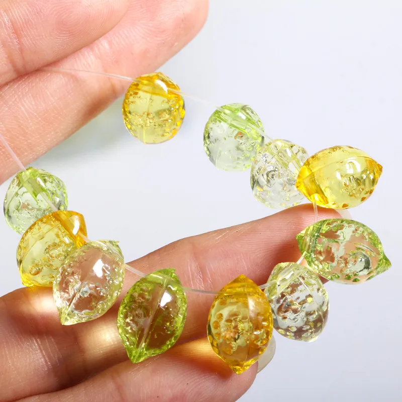 40pcs Acrylic Lemon Shaped Beads Colored Spacer Beads for Handmade DIY Necklace Bracelet Phone Chain Jewelry Making Accessories