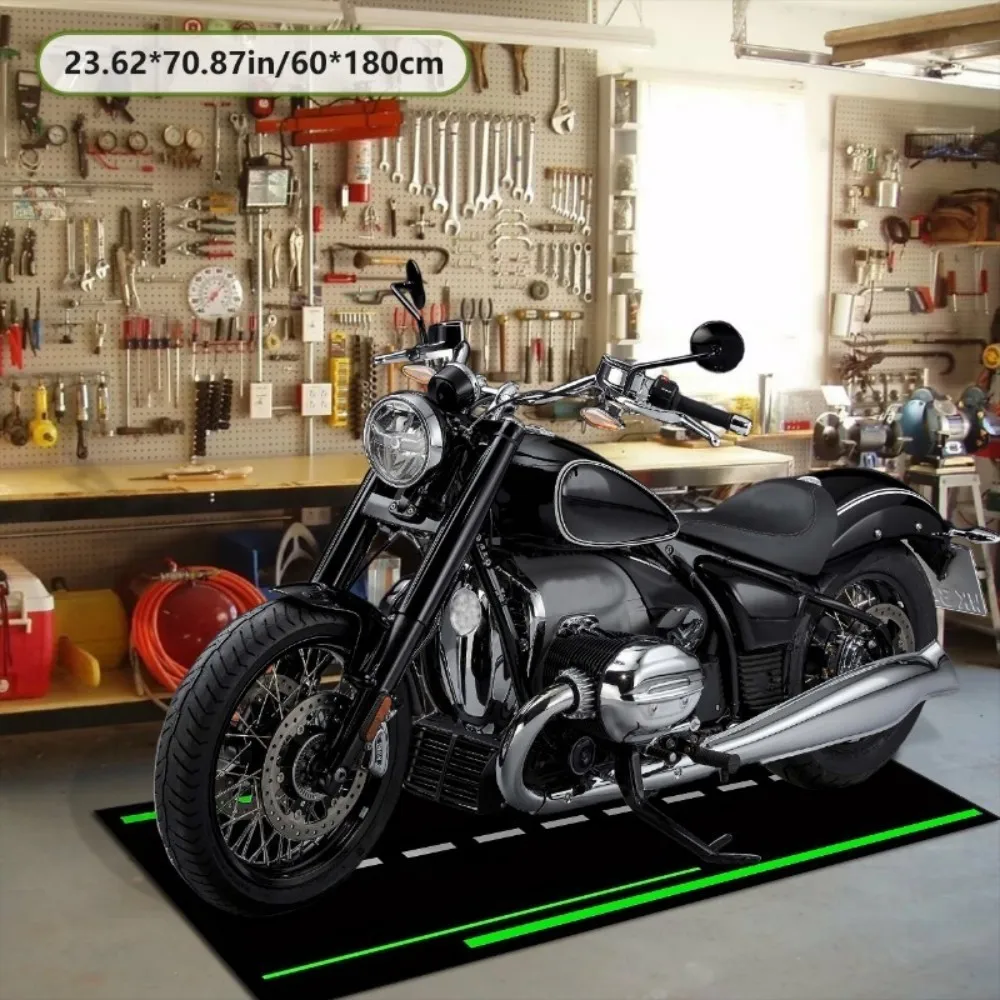 Motorcycle Parking Mat, Anti-Slip Garage Floor Mat for Motorbike, Oil Absorbent, Road Lane Style, Multi-Size, Home Garage Decor