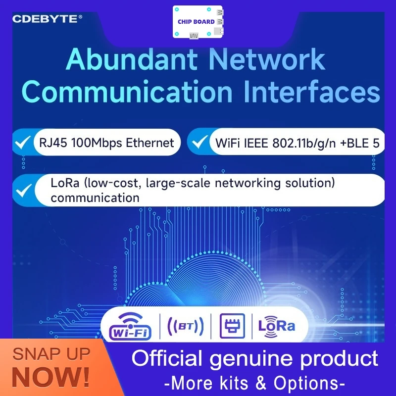 CDEBYTE ECM50 Industrial Gateway, ESP32-Based RS485/RS232 LoRa Controller with Modbus RTU, Ethernet Connectivity