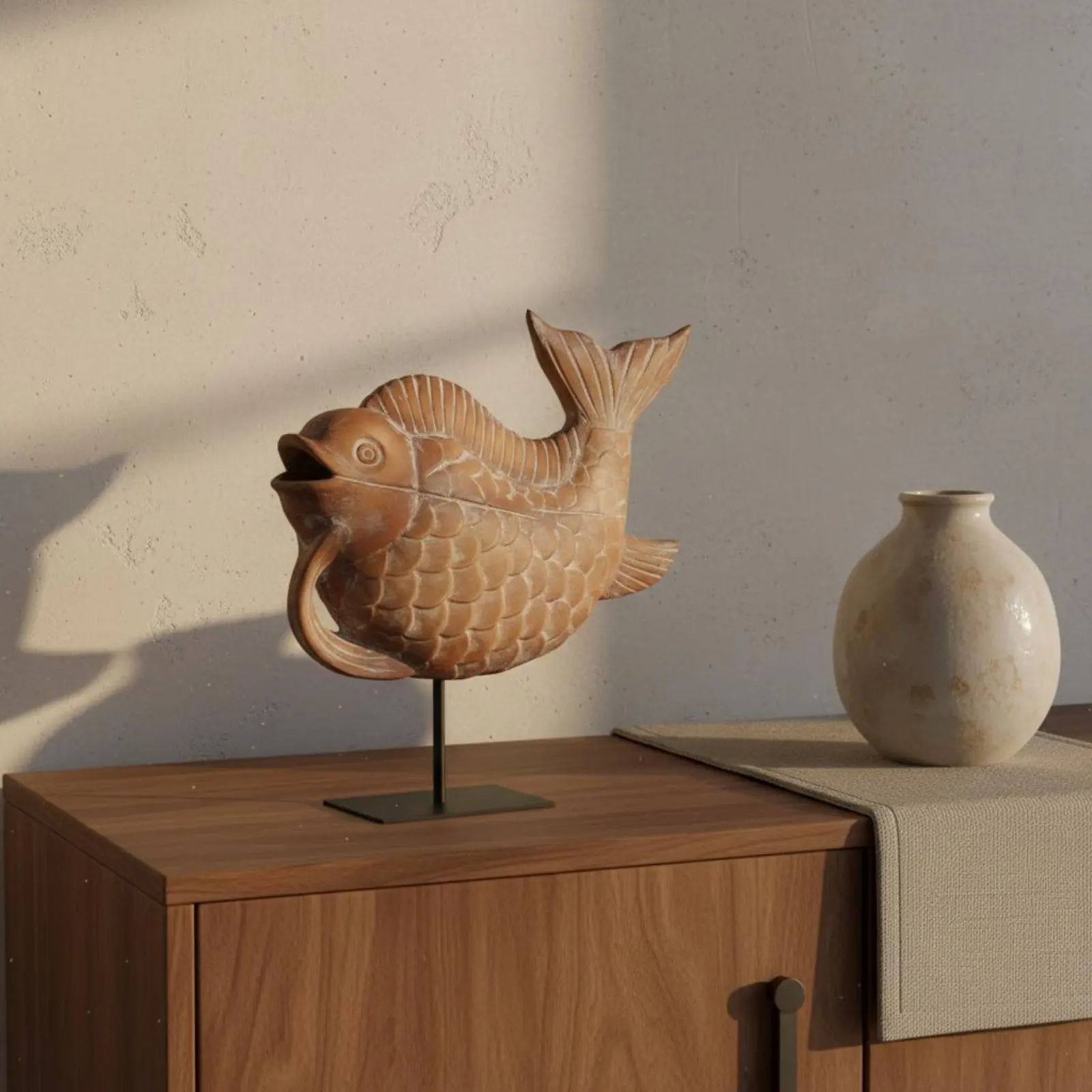 

Fish Desk Ornament Detailed Texture Fish Statue for Living Room