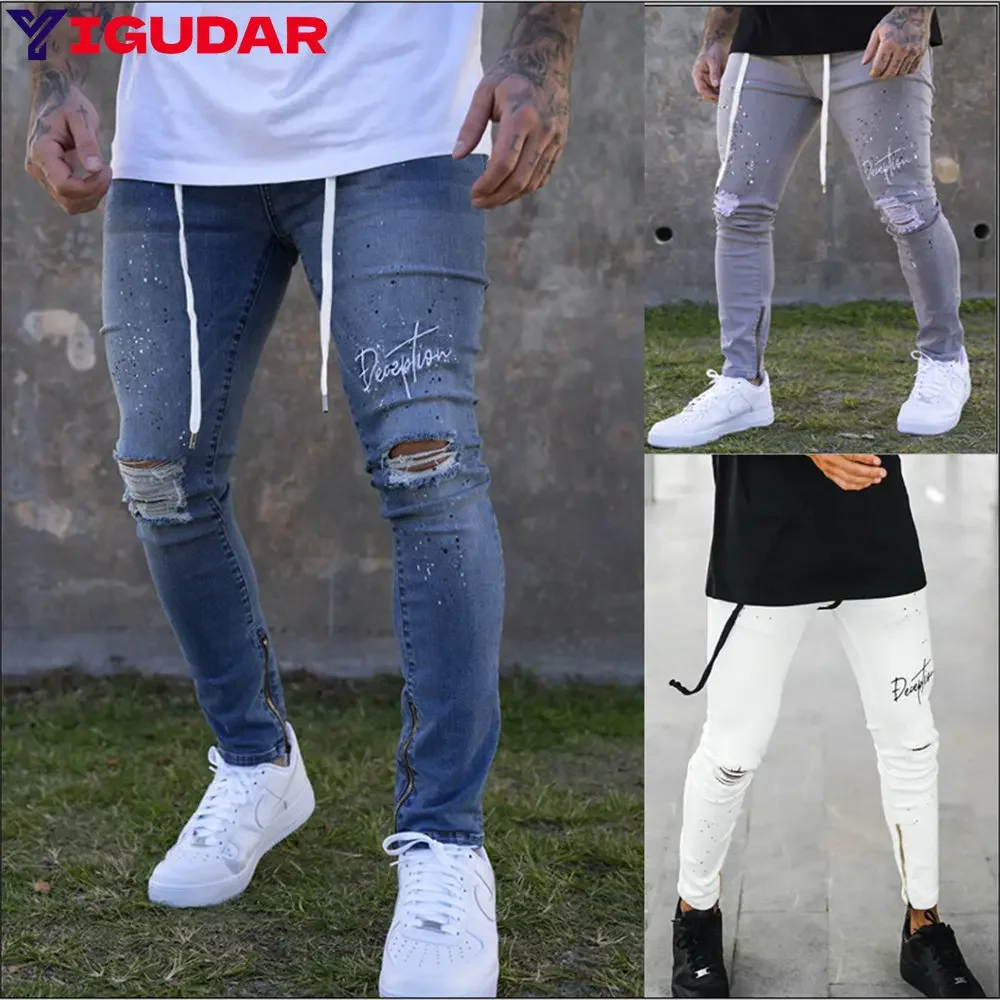 

New Streetwear Men's Stretch Jeans Casual Men's High-end Solid Color Slim Fit Skinny Pants Fashion Sports Jogging Harajuku Pants