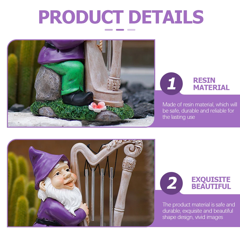 

Resin Garden Gnome Wind Chime Decor Outdoor Garden Ornament Gnome Decoration for Yard Gnomes Decorations for Yard