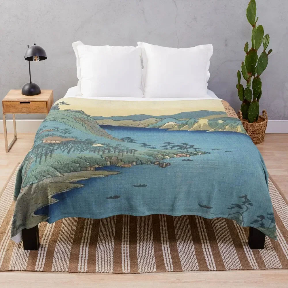 HD Province of Totomi: Lake Hamana, by Utagawa Hiroshige HIGH DEFINITION Throw Blanket Decorative Sofas for sofa Blankets