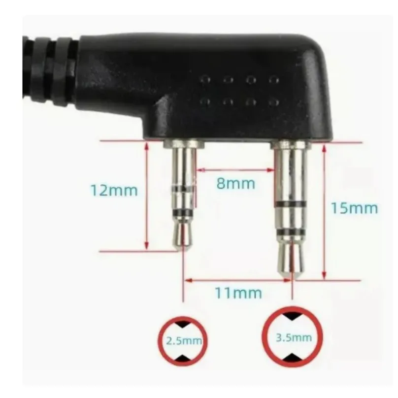 K‑Connector Air‑Tube Earhook Headset Cable 2‑Pin PTT Earpiece Spare Part Compatible with 888S 5R Walkie‑Talkie