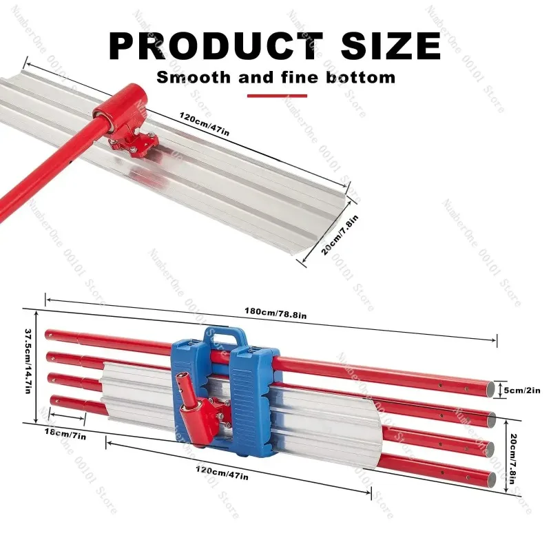 Aluminum Bull Float Concrete Finishing Kit, Cement Surface Smoothing Tool With Adjustable Handle