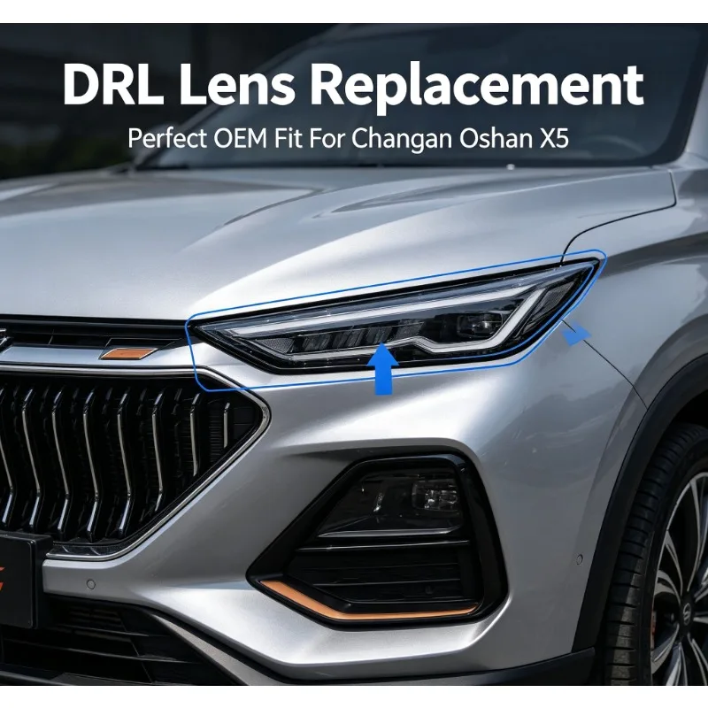 Moggic Daytime Running Light Lens Cover For Changan Oshan X5 2021 2022 Clear DRL Outer PC Shell Replacement