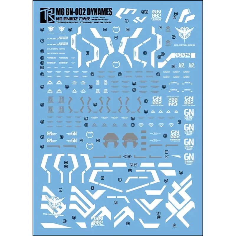 Sanhong Field MG Force Angel Dynames Magic Modification GN-002 Additional Design Detail Logo Water Sticker