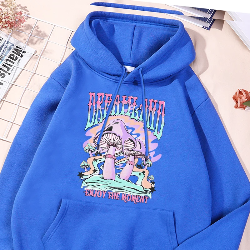 

Dreahland Colorful Mushrooms Printed Women Hoodie Street Fleece Hoody Autumn Comfortable Sweatshirt Oversize Warm Loose Clothing