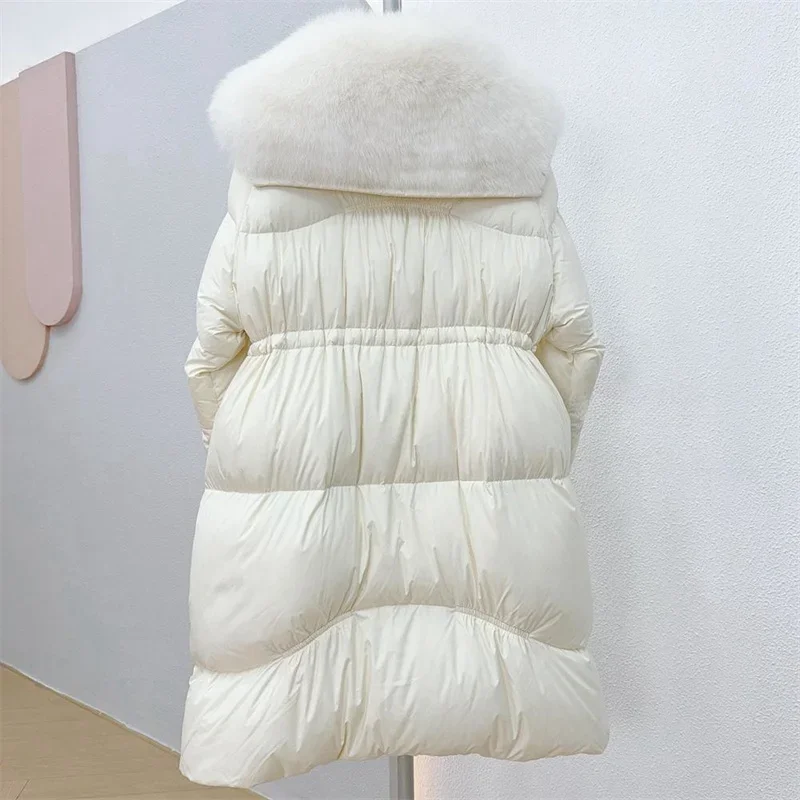 New 90% White Goose Down Jackets Thick With Big Real Natural Fox Fur Collar Puffer Jacket Winter Warm Coats