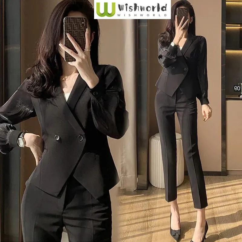 

Advanced Short Set for Women's Spring and Autumn New Korean Edition Fashionable Skinny Elegant Women's Two Piece Set