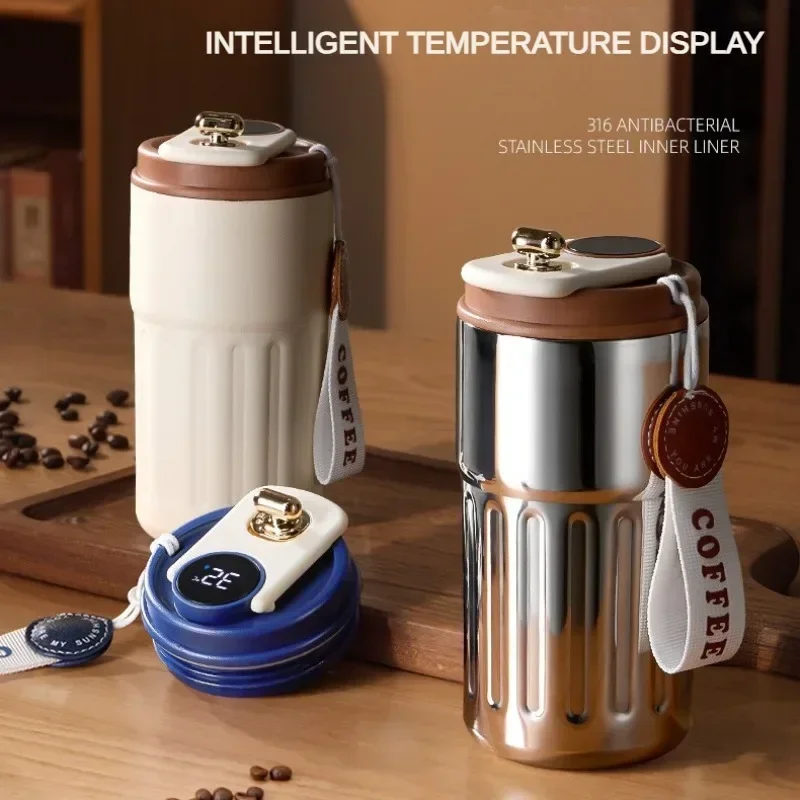 450ML Temperature Display Coffee Cup High Beauty Couple Gifts Cup Thermal Portable Tumbler Thermos for Coffee Water Bottle