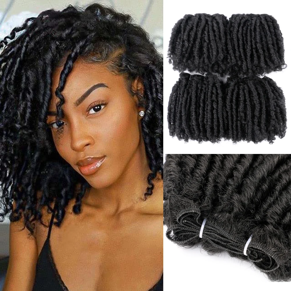 Synthetic Short Afro Curly Twist Hair Weaving Black Brown Purple African Hairstyle Double Weft Hair Extension Full Head