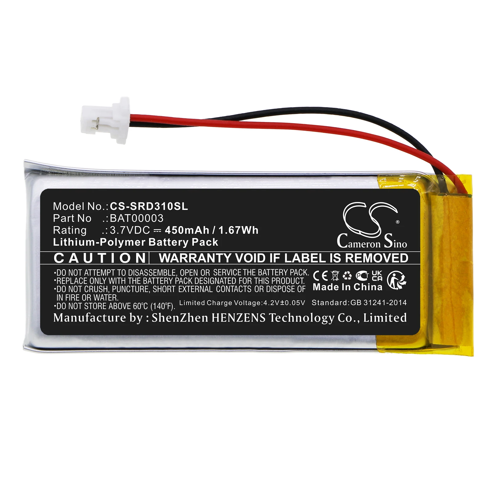 Batería de repuesto CS para Cardo Q1, Q3, rider FM, rider SOLO, Scala Rider Q3 BAT00003 450mAh / 1.67Wh Móvil, Smartphone