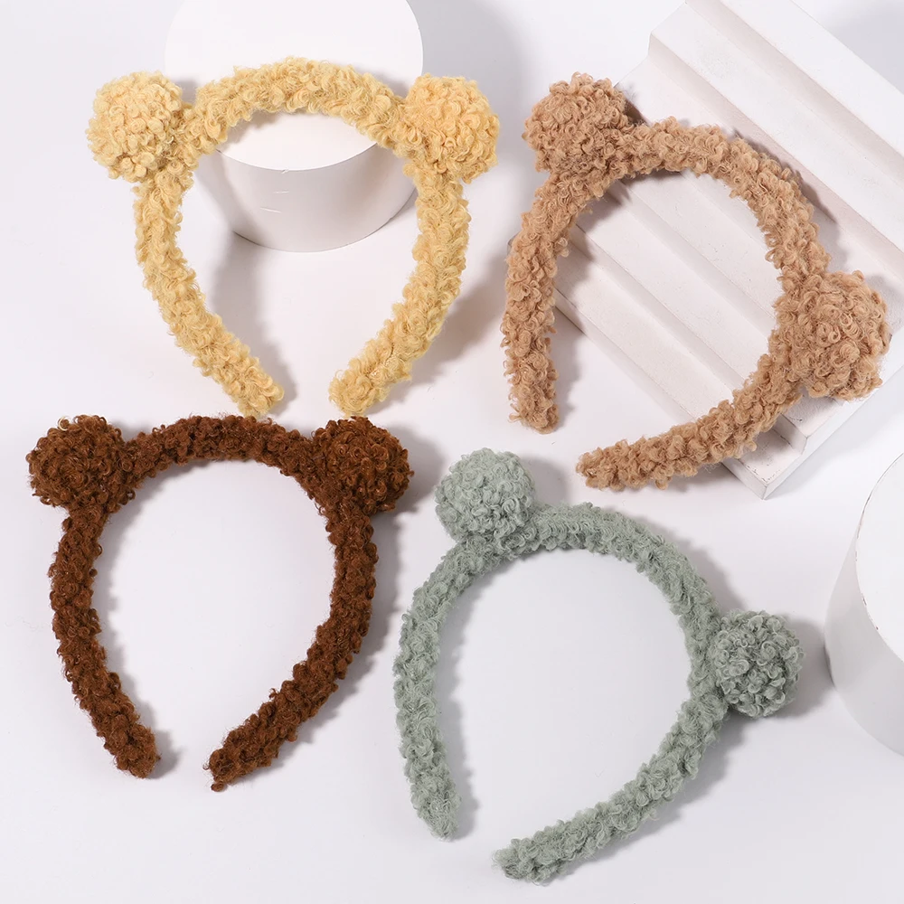 New Girls Cute Bear Ears Plush Simple Hairbands Kids Lovely Hair Ornament Headband Hair Hoops Children Fashion Hair Accessories