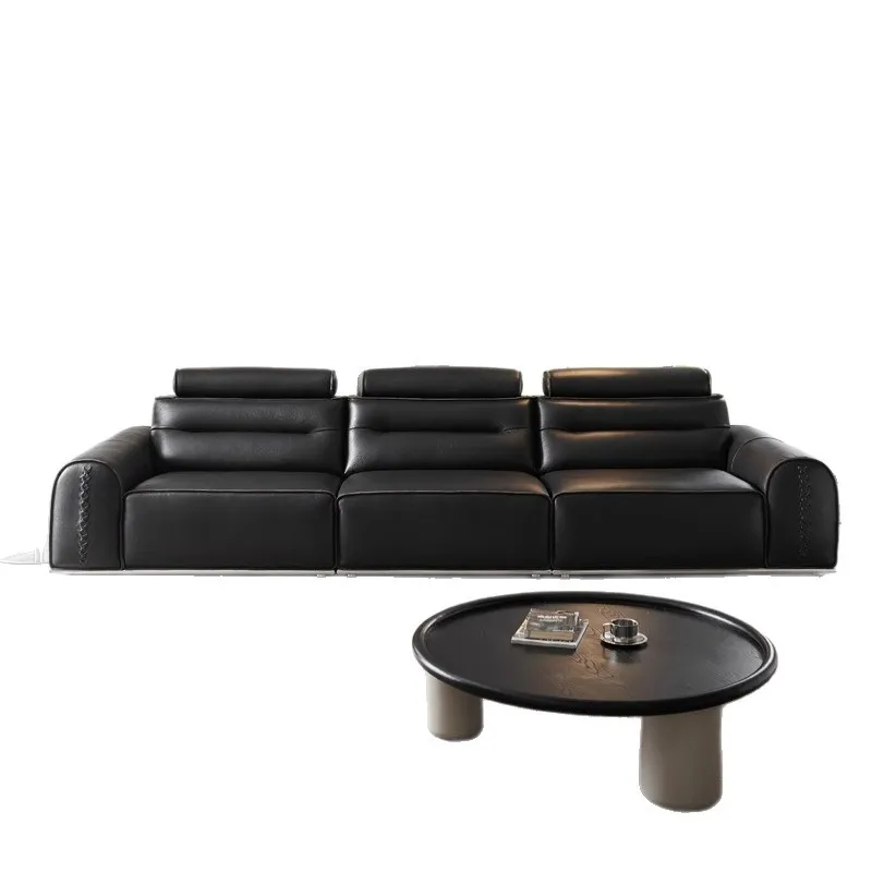 

Villa large flat floor living room high backrest adjustable first layer cowhide