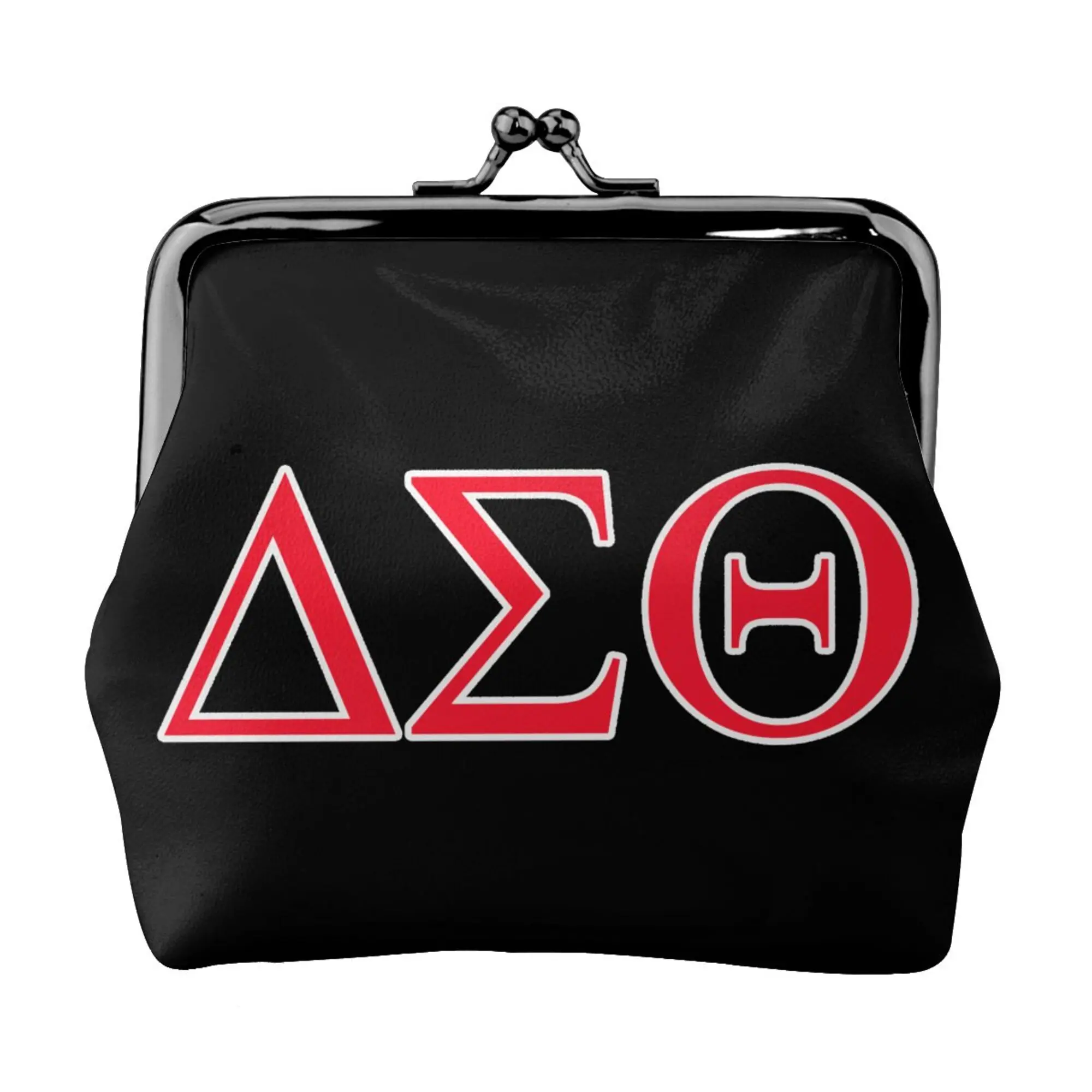 

Кожаный кошелек для монет Delta Sigma Theta Sorority на заказ для женщин и девочек, маленький кошелек с замком-поцелуем, кошелек с застежкой и пряжкой