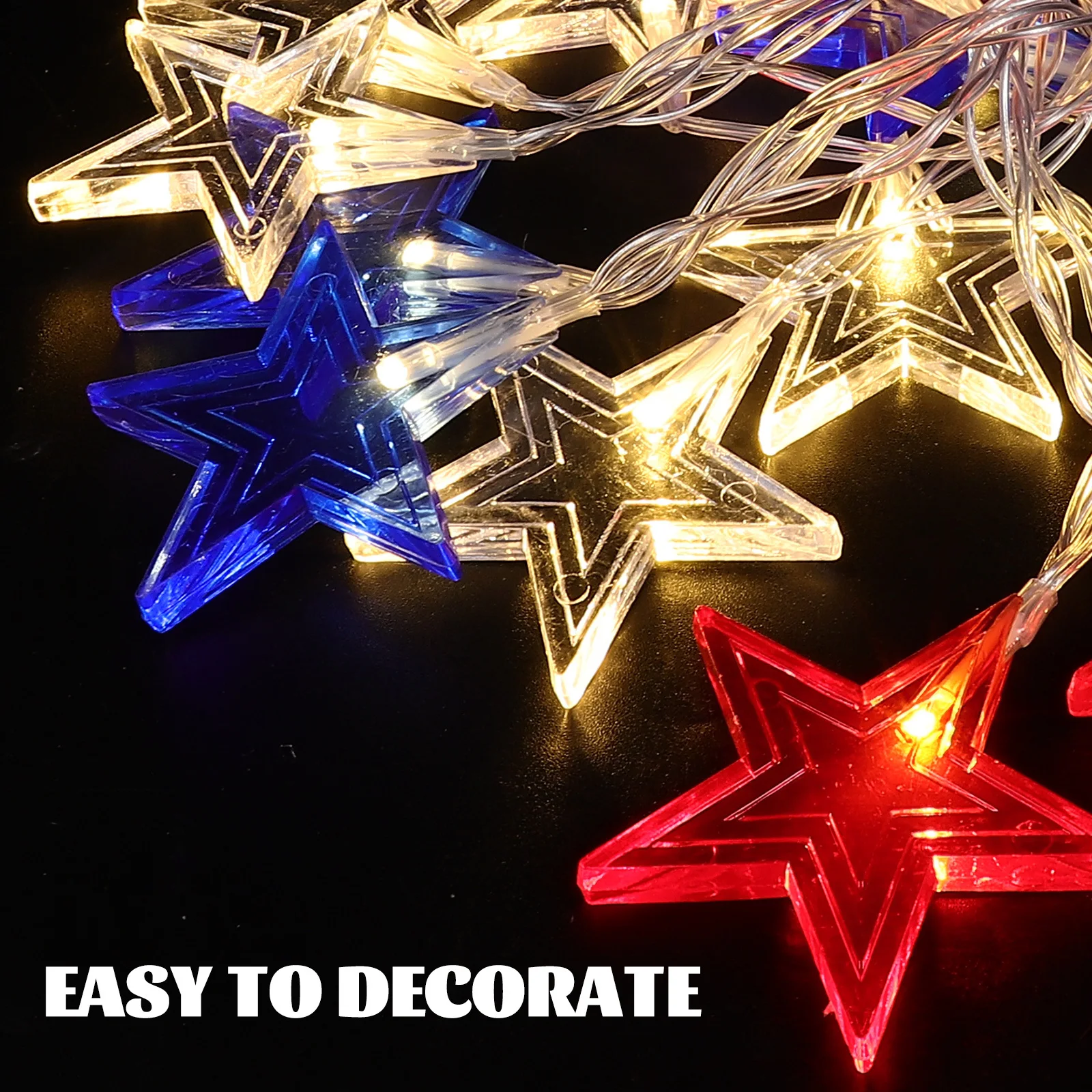 الملونة الخماسي LED سلسلة ضوء مصباح على شكل نجمة وطنية لعيد الاستقلال في الهواء الطلق داخلي ديكور عطلة حفلة المنزل #1