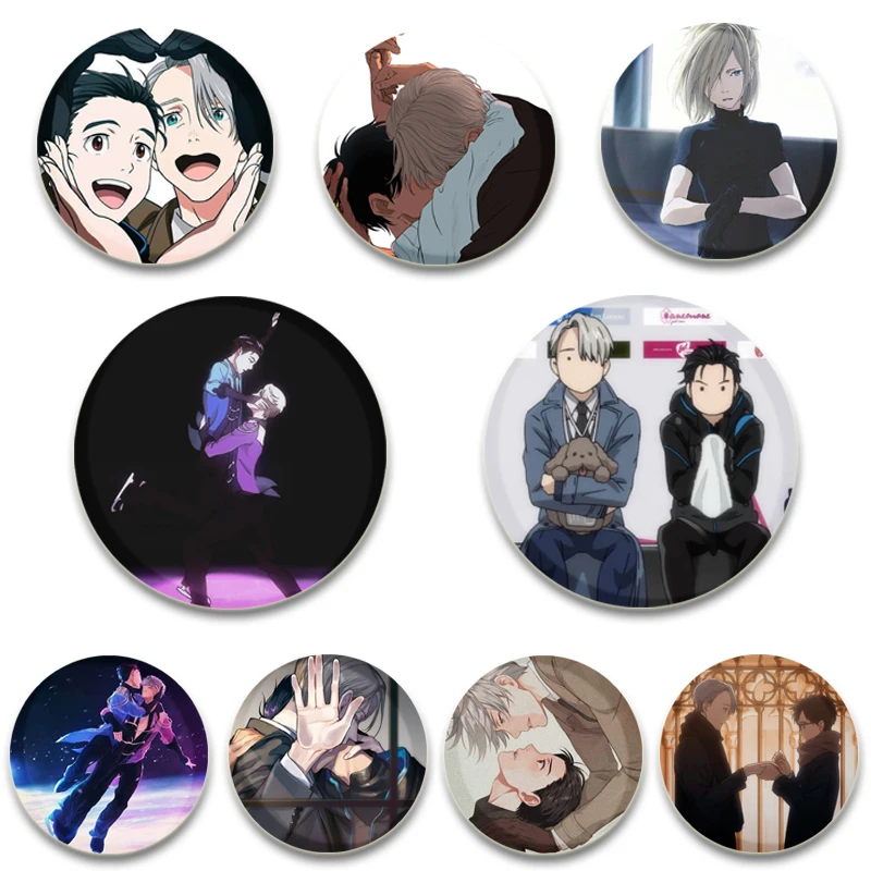 

32/44/58mm Anime Yuri on Ice Creative Badge Tinplate Pins Button Brooches for Backpack Hat Decoration Accessories Jewelry Gifts