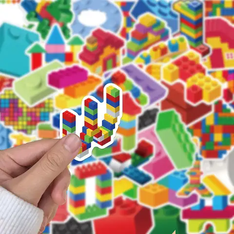 50/100PCS Creative Color Building Blocks Cartoon Stickers Decorative Phone Cases Notebook Accounts DIY Personalized Stickers 8 best sales lego stickers - №1