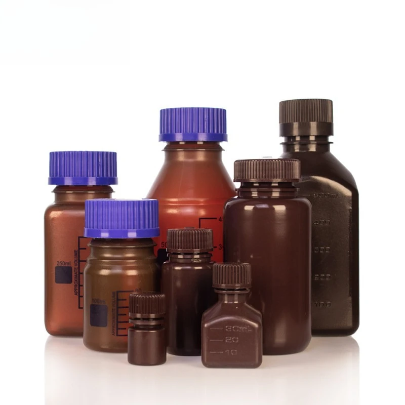 Brown reagent bottle screw mouth reagent bottle 100/250/500ml plastic split sample bottle high temperature and light proof