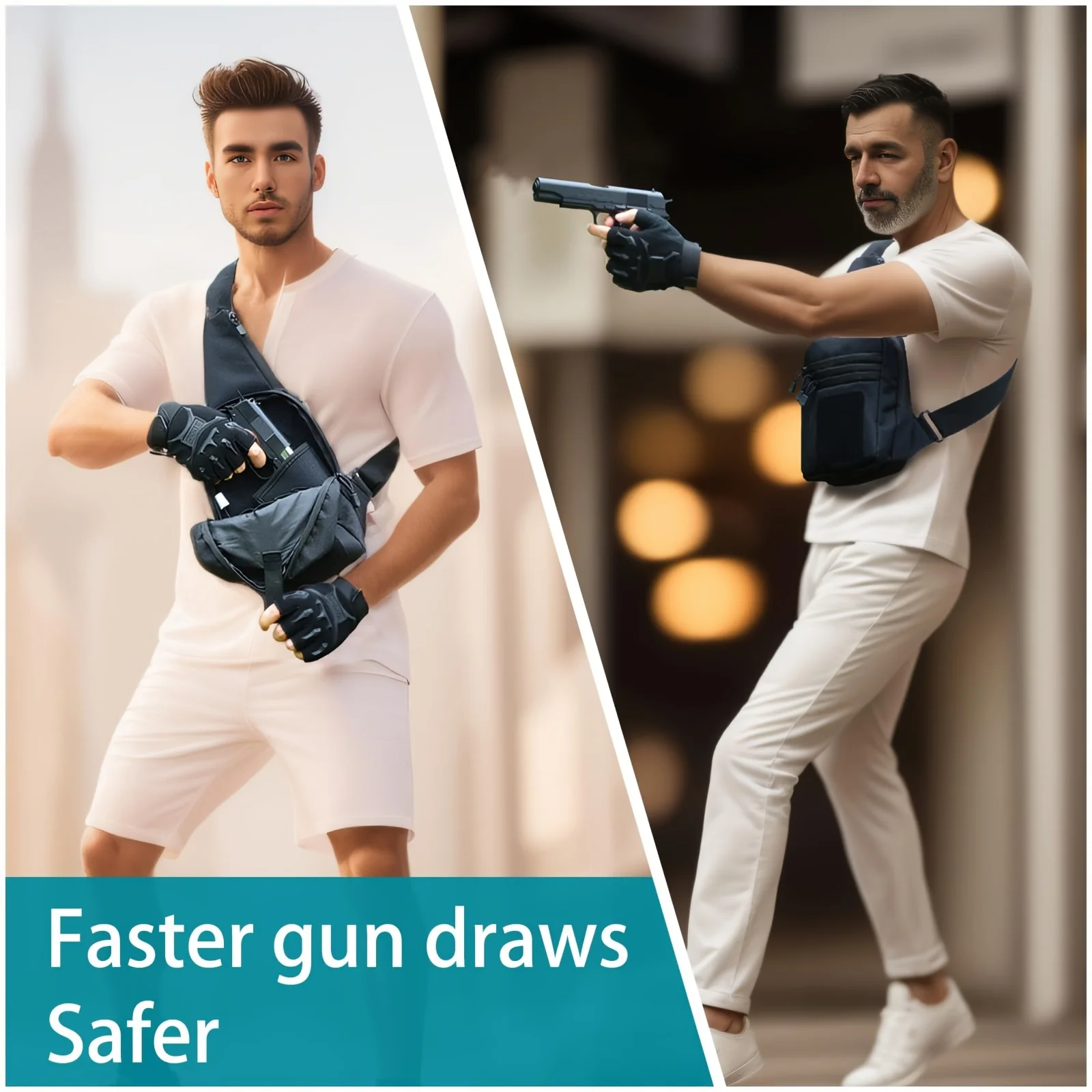 حقيبة حمل مخفية مع حافظة، حقيبة صدر بحمالة كروس